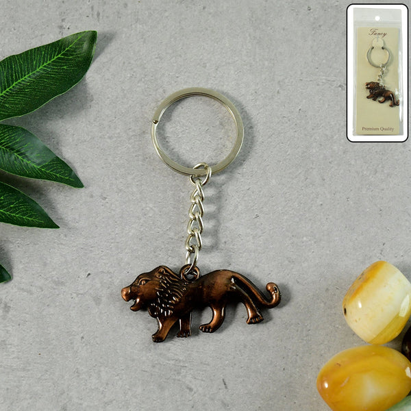 Walking Lion Metal Keychain