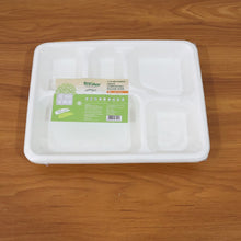 5-Compartment Rectangle Lunch Compostable Bagasse Plate – 10 Pcs Pack